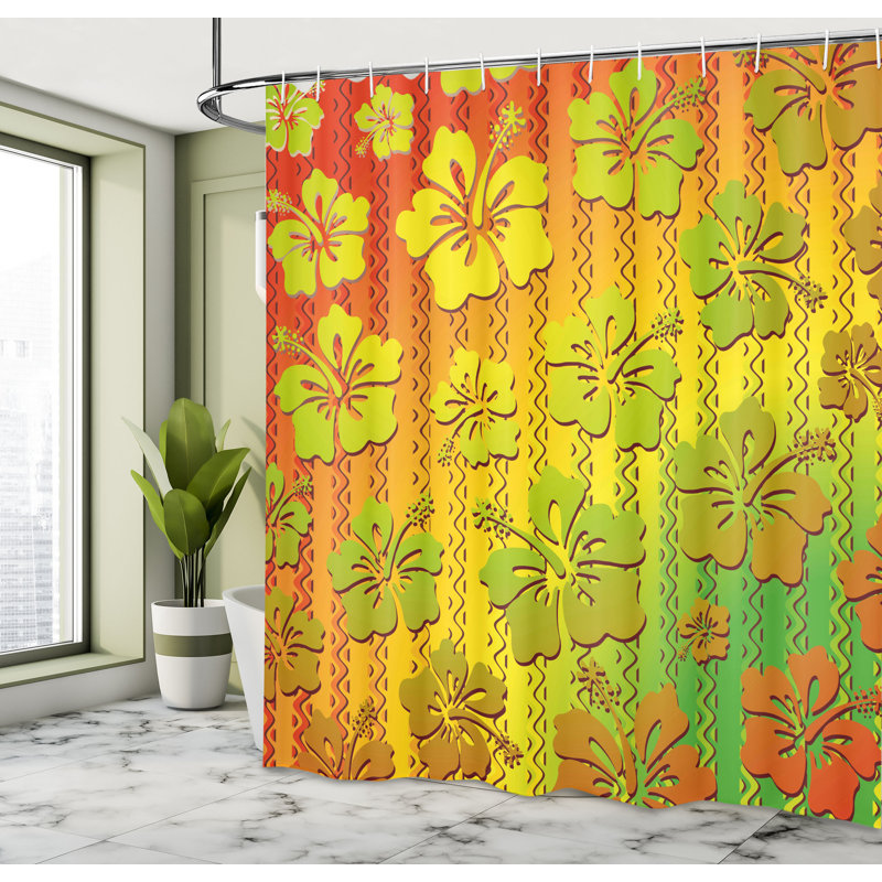 Ensemble de rideau de douche et crochets rasta, H 84 po x l 69 po
