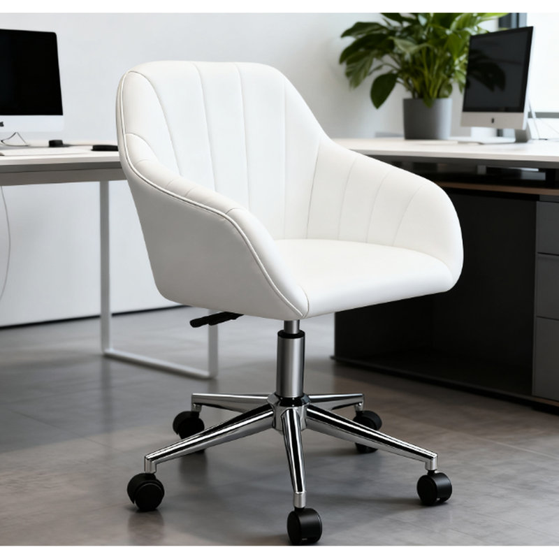 Modern Adjustable Swivel Office Chair with Faux Leather Upholstery and Ergonomic Mid-Back Support