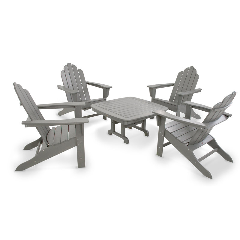 POLYWOOD Long Island Adirondack 5-Piece Conversation Group, Gray