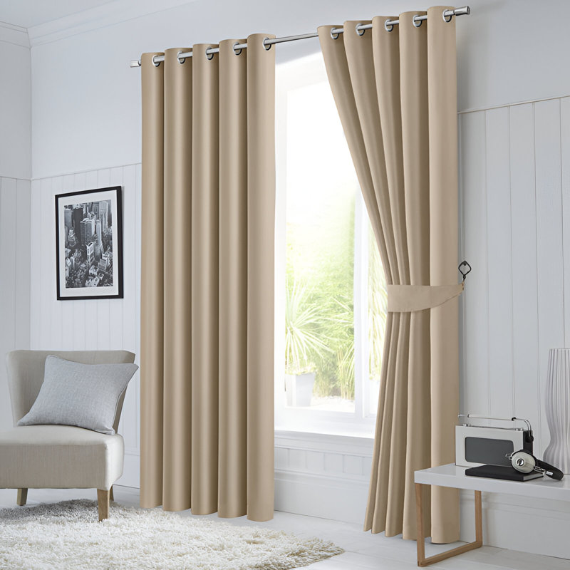 Lapel Blackout Curtain Pair, Cream, 228 W x 228 D cm
