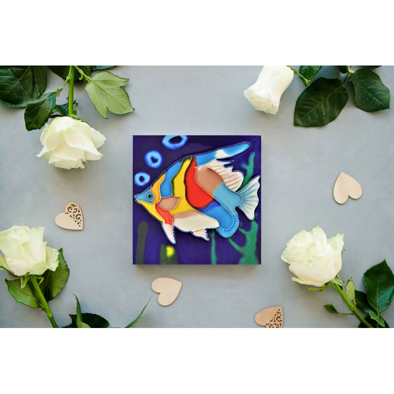 6'' x 6'' Glossy Hand Painted Ceramic / Porcelain Decorative Accent Tile