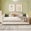 Lit de jour rembourré avec lit gigogne et latte en bois, beige-498921886