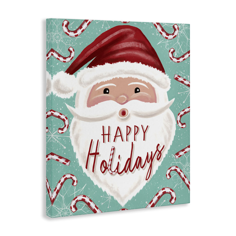 Toile Jolly Santa & Candy Canes, conception par Elizabeth Tyndall, H 20 po x l 16 po