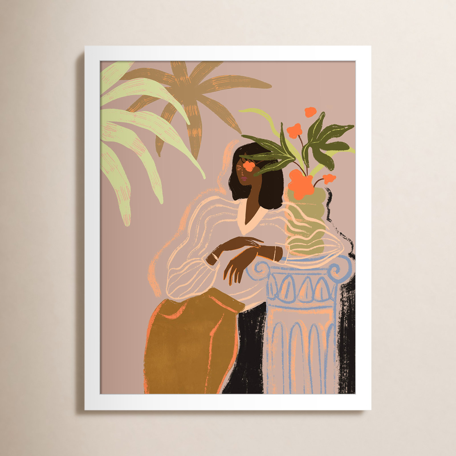 Prudence "Lady in Waiting" Print, White, 17" H x 14" W