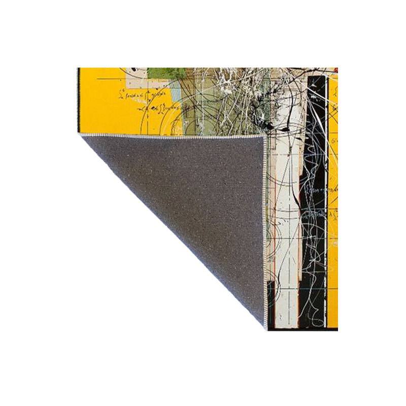 Tapis lavable décoratif à motif moderne jaune, Sous-tapis rectangulaire de 3 pi 3 po x 4 pi 11 po