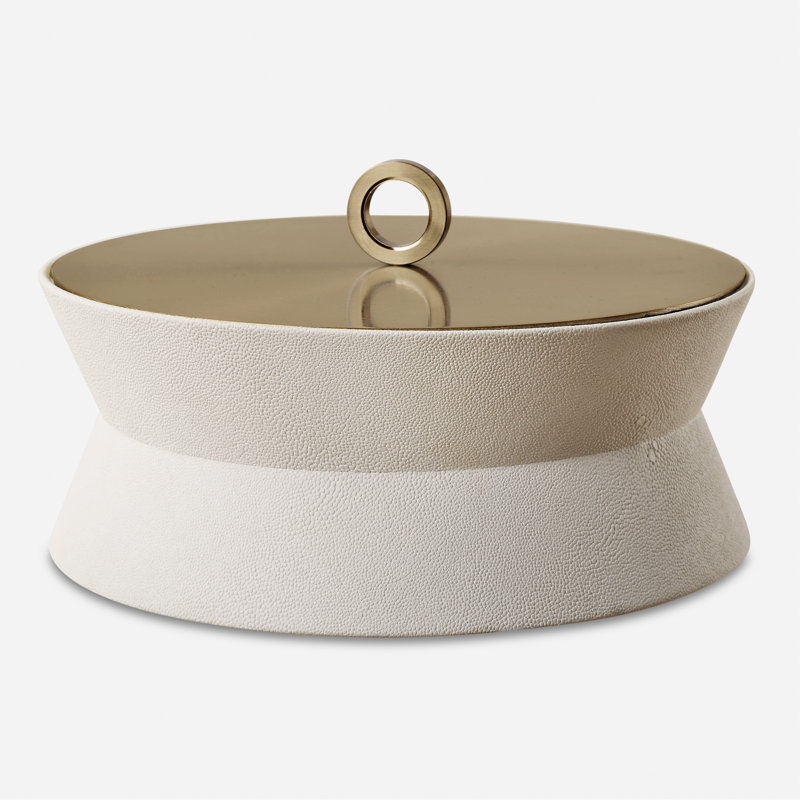Everly Quinn Gamalier White Shagreen Round Box