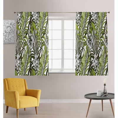 Rideau en polyester tropical Mid-Century