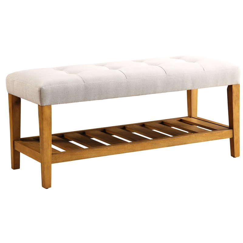 Grey Bedroom Bench With Oak Frame And Storage Shelf Modern Featuring Robust Configuration