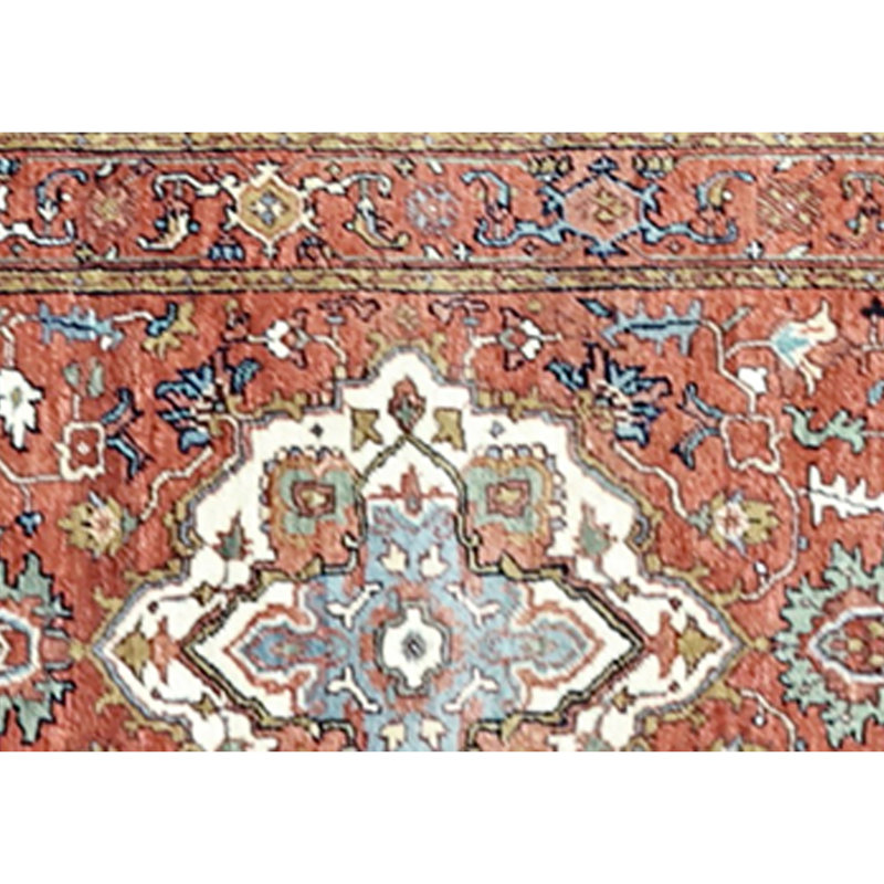 Hand Knotted Wool Area Rug in Red, Runner 2'6" x 14'