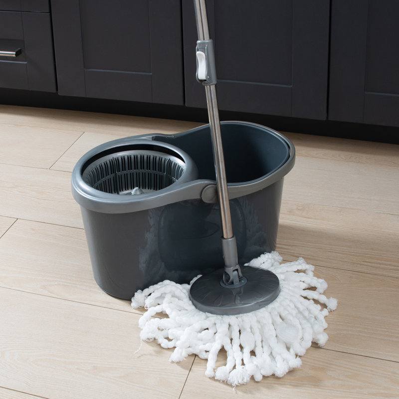Simplify Gray Microfiber Self Wringing Mop & Bucket Set