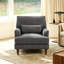 Chaise d'appoint rembourrée à garniture cloutée grise avec coussin décoratif et pieds en bois massif-1646493042