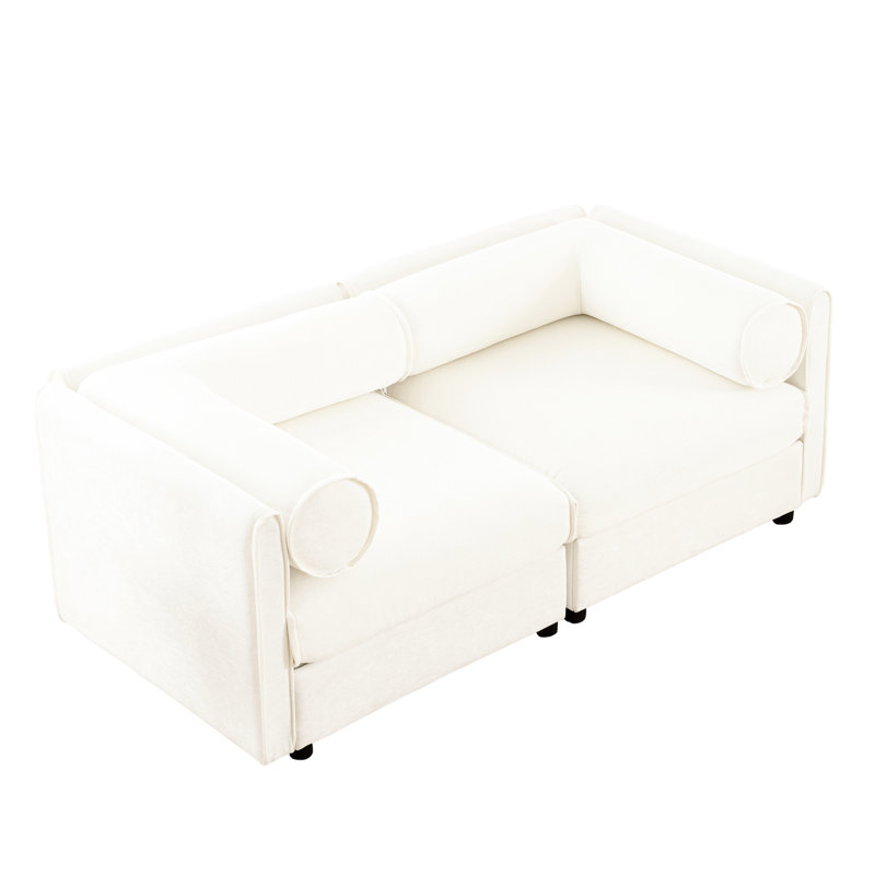 Chenille 2 élégante avec rangement, de couleur blanche, cylindrique moderne et pour une atmosphère douillette, espace de rangement intérieur caché, design ergonomique, repos paisible