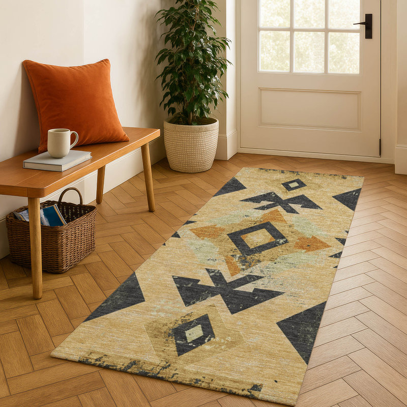 Premium Machine Washable Fairwood AMF1882 Aztec Rug, Runner 2'3" x 7'6"