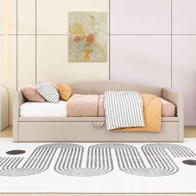Twin Size Velvet Daybed with Adjustable Twin Trundle