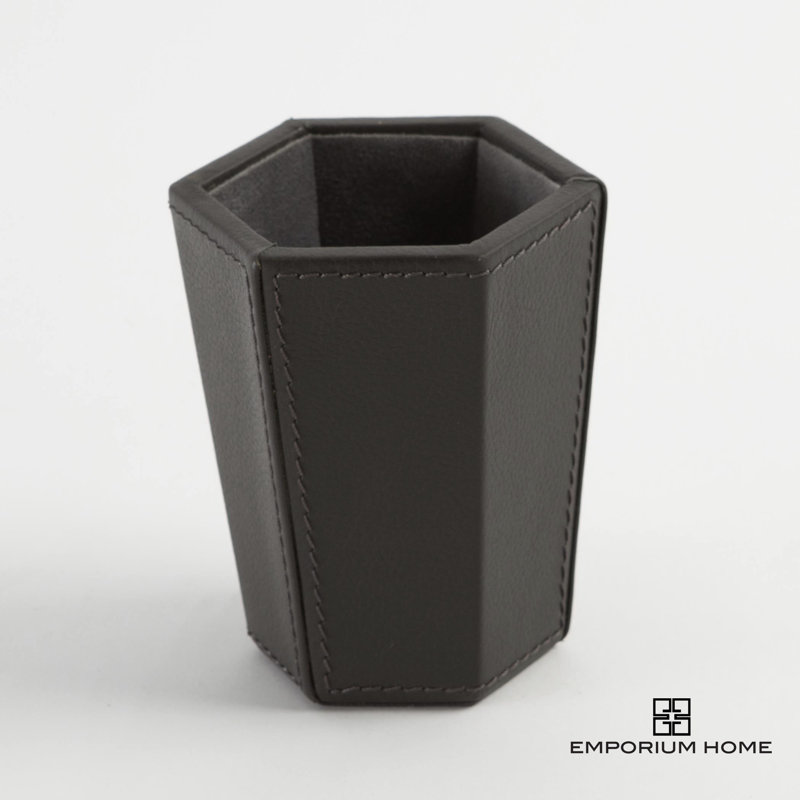 Tiffany Pencil Cup-Graphite Leather, Graphite