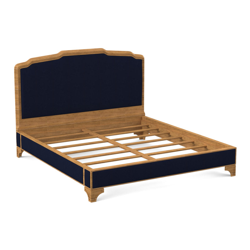 Nova Upholstered Platform Bed, Amber, Filigree Ivory 100% Polyester