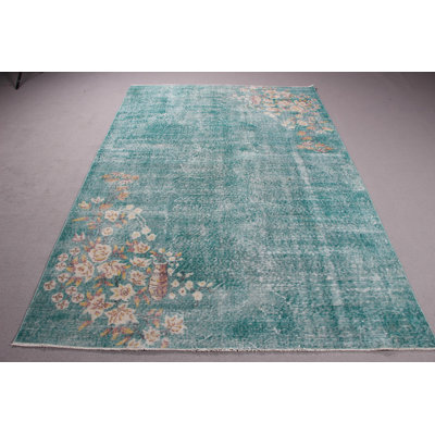 Grand tapis turc rétro à motif floral Anatolian rétro - idéal pour les salons et les espaces de vie avec un design unique Oushak