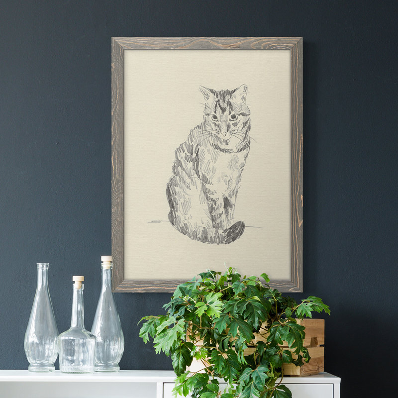 Toile encadrée de qualité supérieure House Cat I - prête à être accrochée, H 24 po x l 20 po x P 1 po, Gris