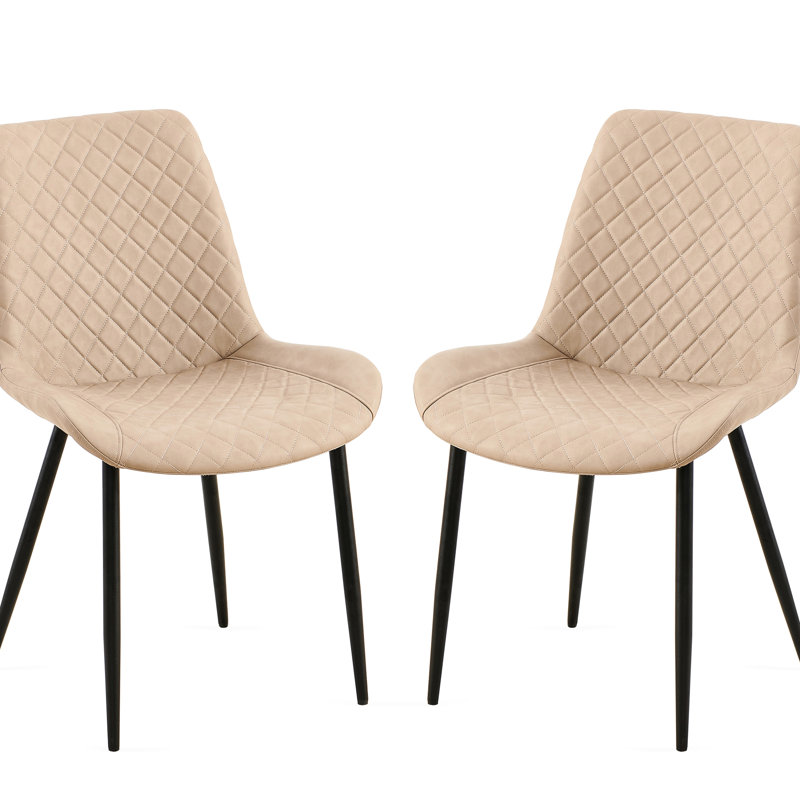 2 chaises de salle à manger en cuir d'unité centrale, chaises de conception moderne avec support de pieds en métal (de 2), pieds arrière élégants