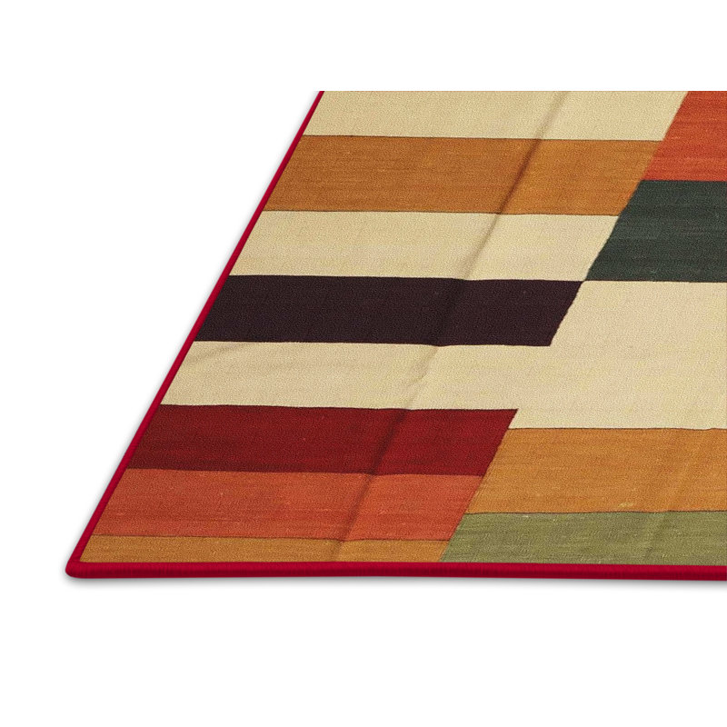Tapis orange/beige/rouge contemporaine, Rectangle 3 pi x 5 pi
