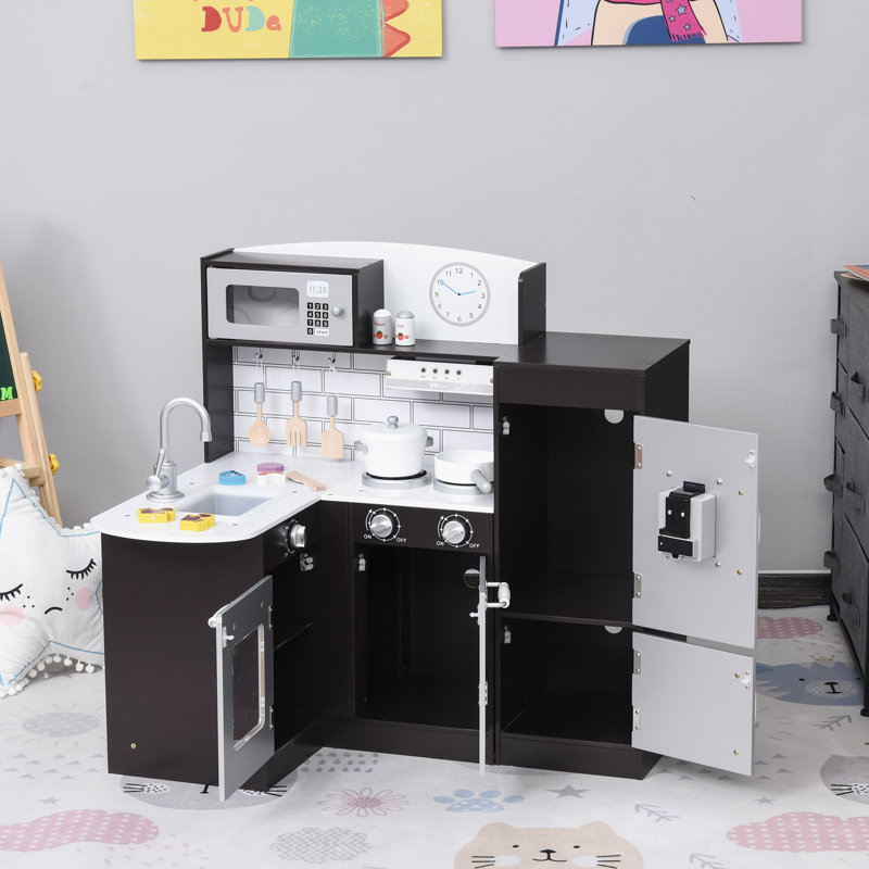 Kids Cooking Toy Kitchen Set, Black