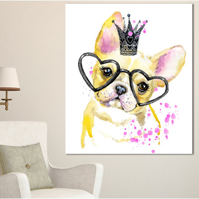 «Funny Dog with Large Glasses», reproduction d'art sur toile tendue