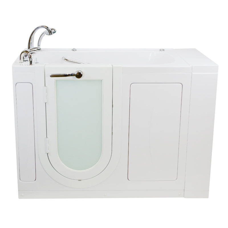 Ella Capri 30"x52" Acrylic Hydro Massage Walk-In Bathtub with Left Outward Swing Door, 5 Piece Fast Fill Faucet, 2" Dual Drain