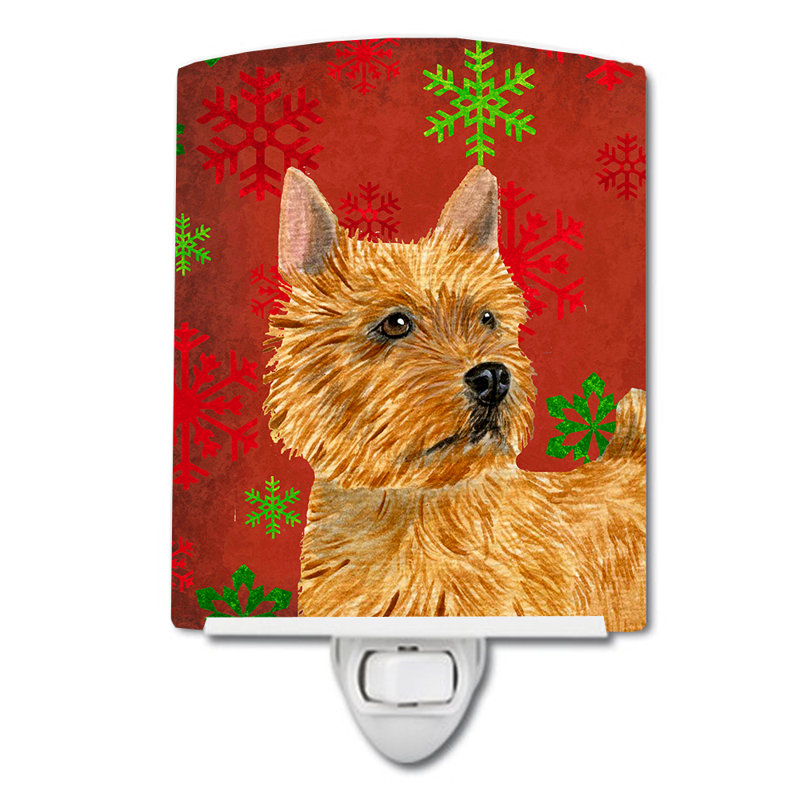 Éclairage pour nuit en céramique norwich terrier flocons de noël