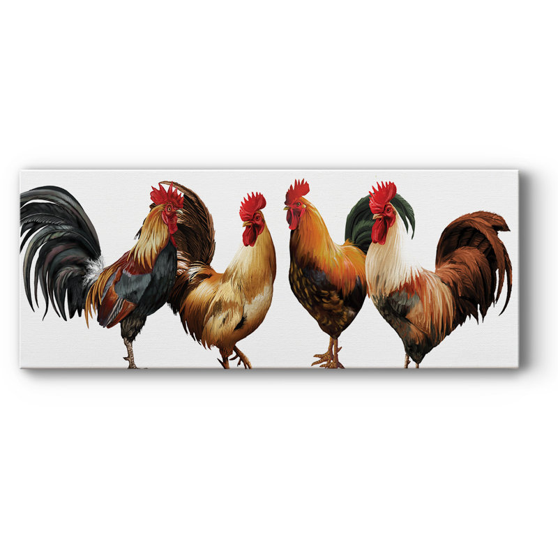 Coq sur toile, H 12 po x l 30 po x P 1,5 po