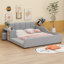 Lit tapissier double Ilyne, lit pour mère et enfant avec bureau de chevet et petit tabouret rond-131025354-168072809