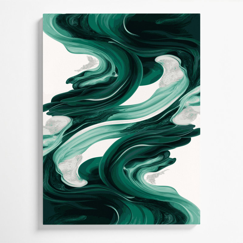 «Abstract Landscape 44», art mural sur toile verte, H 24 po x l 20 po