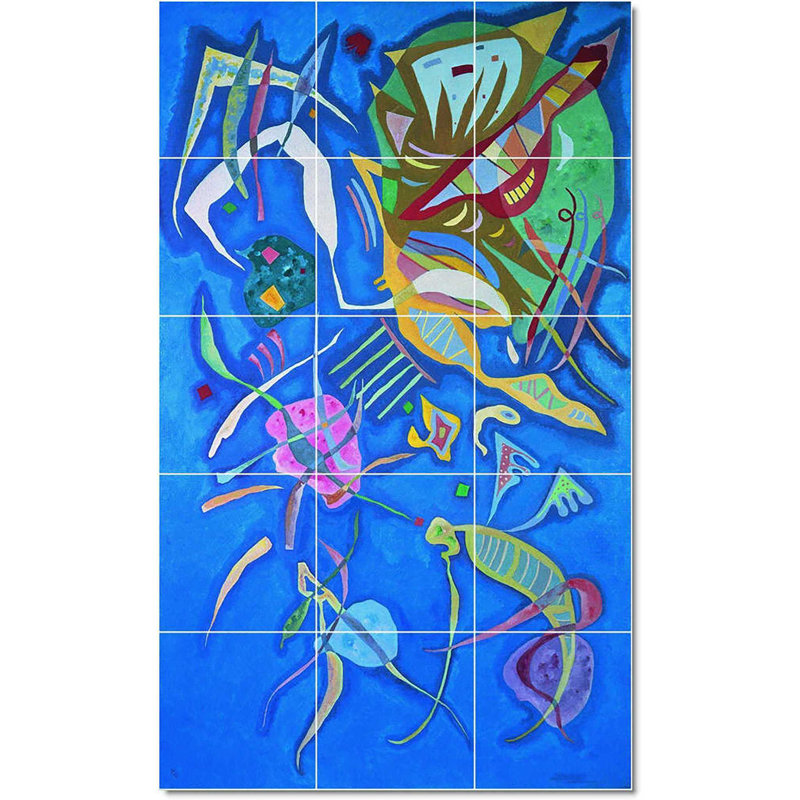 18" x 30" Ceramic Painting Decorative Mural Tile 6" x 6", Wassily Kandinsky Abstract W22715