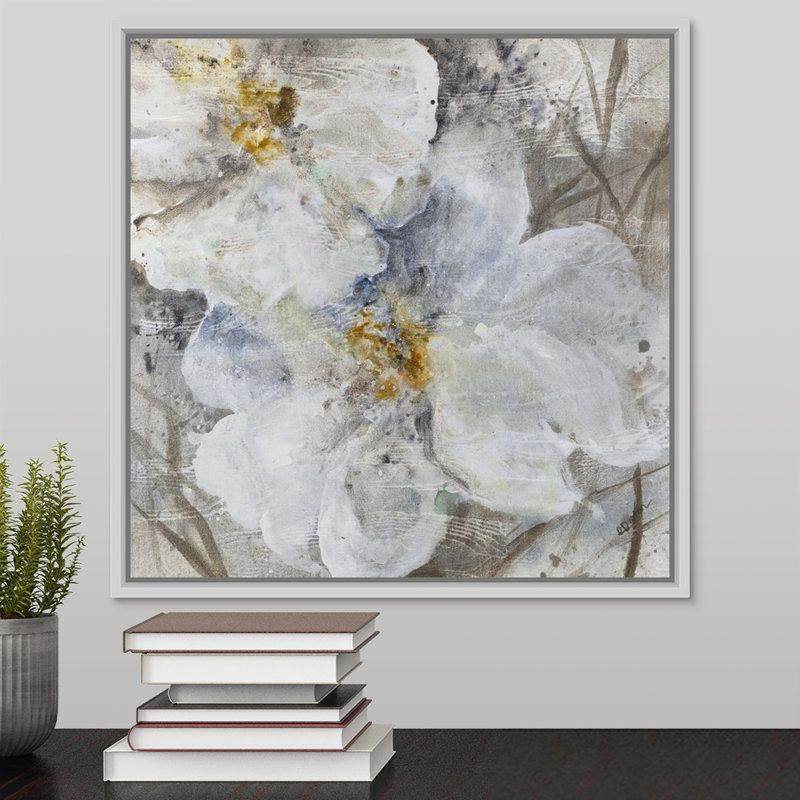 « allegretto ii », peinture sur toile, H 17,7 po x l 17,7 po x P 1,75 po, Cadre flottant blanc