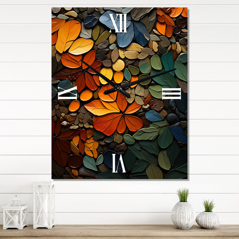 Hardedge Art Earthy Euphony III - Horloge murale abstraite surdimensionnée, H 32 po x l 16 po x P 1 po