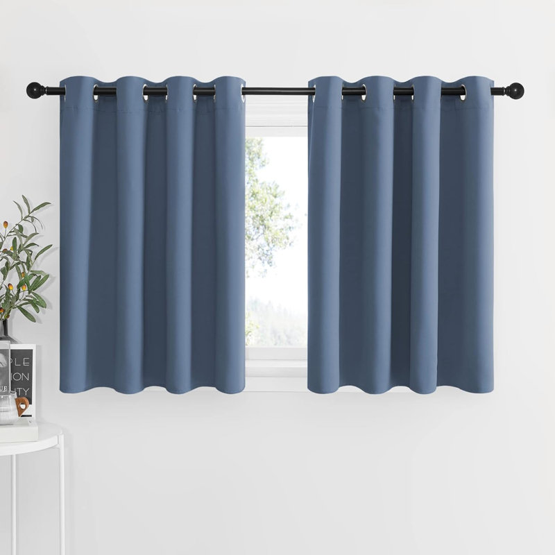 NICETOWN Blackout Small Window Valances, Rustic Farmhouse Curtains Grommet Top Thermal Insulated Window Drapes for Kitchen/Bathroom/Basement, 2 Panels.