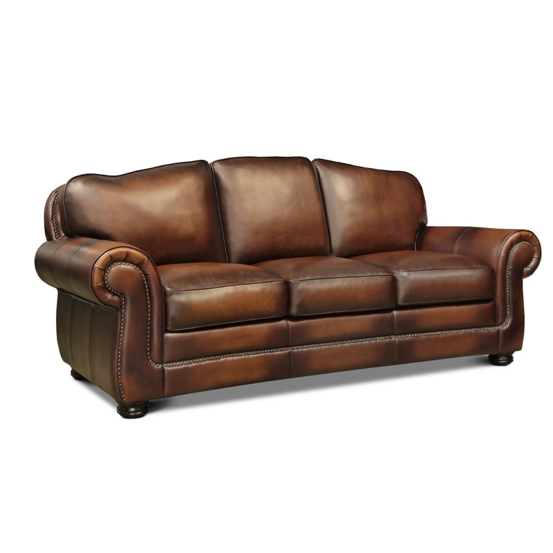 Buckingham Leather Sofa, Amethyst (Cartier), Nutmeg, Yes