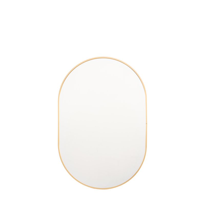 Lottie Oval Metal Framed Wall Mounted Full Length Mirror, 75cm H x 50cm W x 4cm D, Gold 