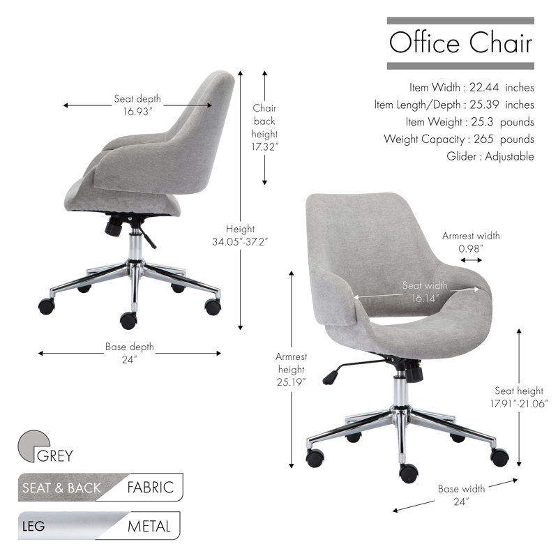 Chaise de bureau pivotante en métal Marden