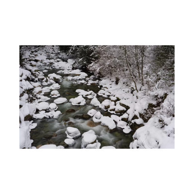 Long Exposure Of River In Winter In Squamish, British Columbia, Canada by Kristin Piljay - Wrapped Canvas Print