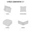 Édredon en microfibre - 5 pièces, très grand blanc, à volants, coussin décoratif inclus, pièce pour très grand lit, blanc, chic, édredon à volants, rembourrage