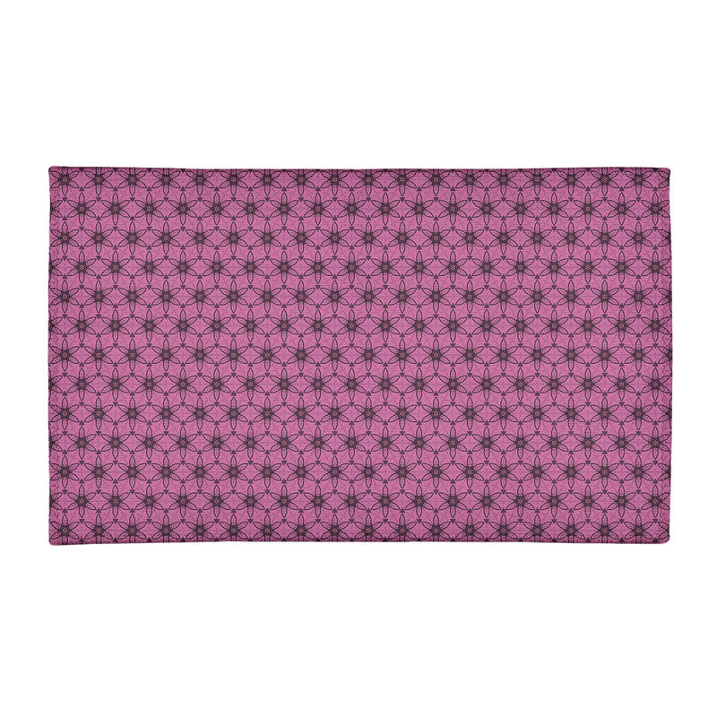 Tapis zone rose ornée cercles, Rectangle 2 pi x 3 pi