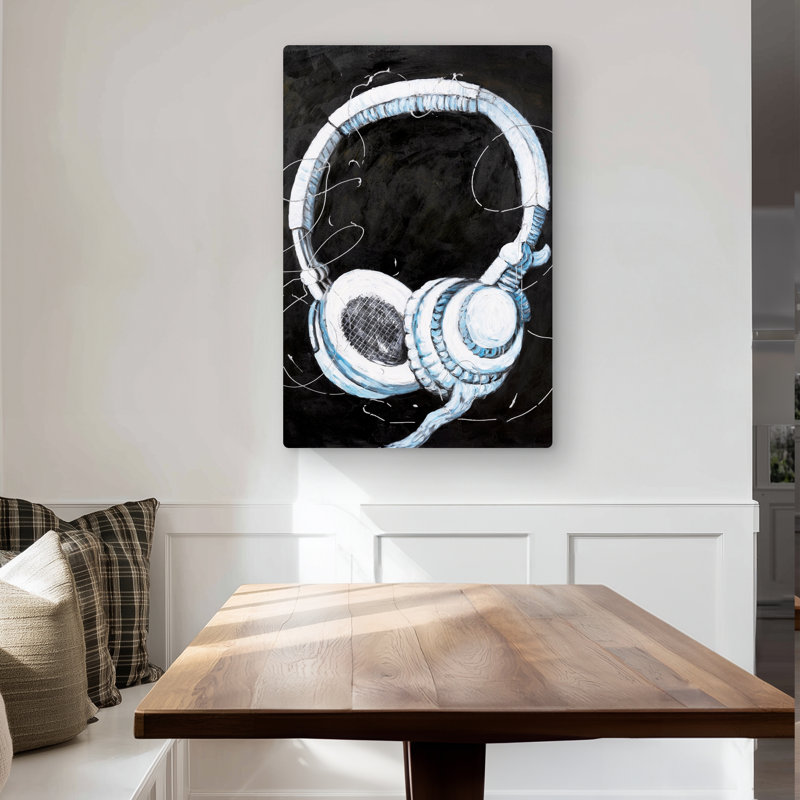Headphones - Blue Object Metal Print for Home Decor