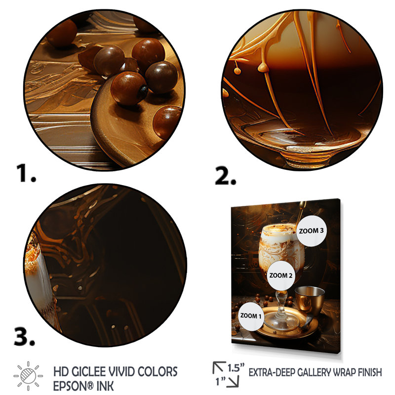 Brandy Alexander Creamy Caramel Cocktail I - Art mural cocktails, H 44 po x l 34 po x P 1,5 po