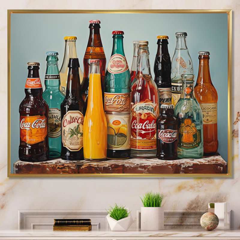 Pop Art 1950S Cocktail Emotion V - Food & Beverage Canvas Prints, H 16 po x l 32 po x P 1 po, Cadre flottant doré