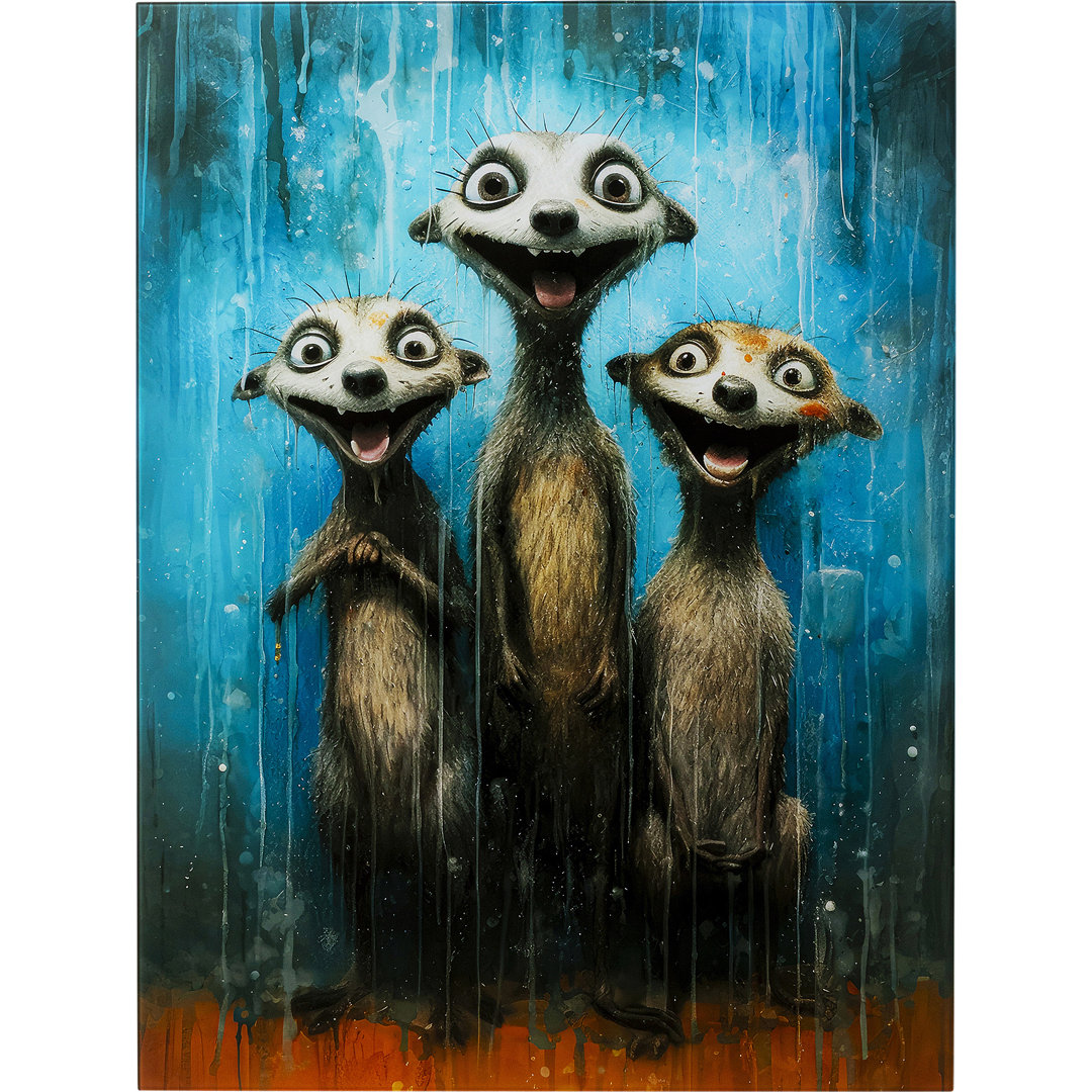 Glasbild Singing Meerkats 60X80cm