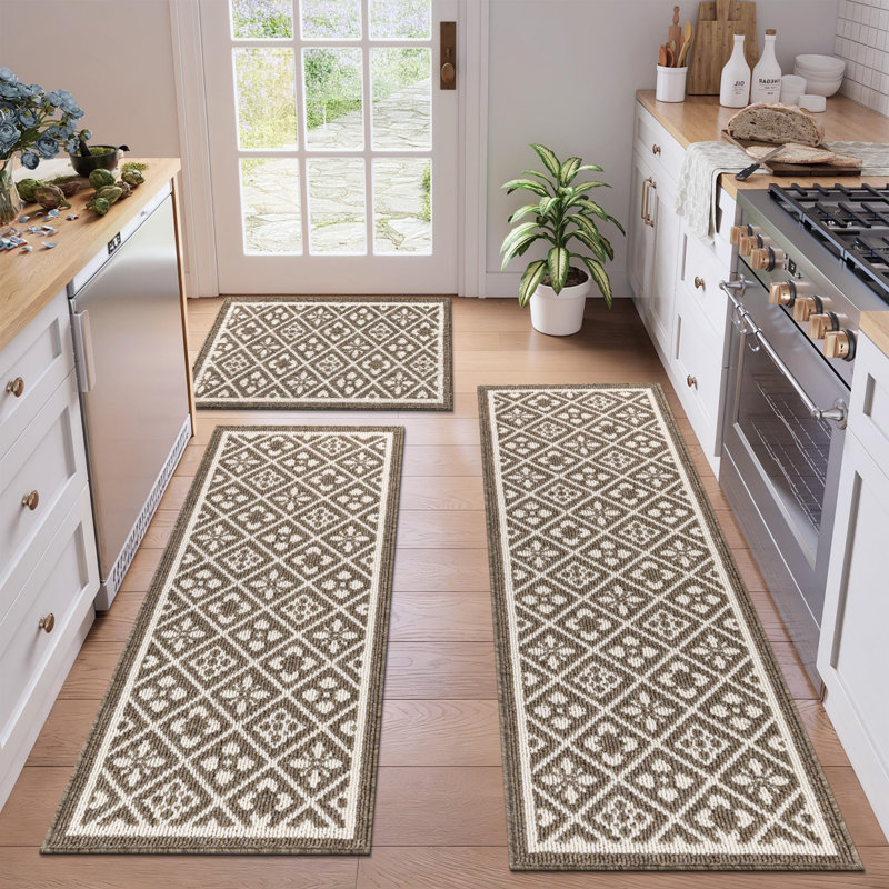 Machine Washable Non-Slip Kitchen Mat, Brown