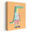 Playful Croc In Outfit Modern Alligator Crocodile Wall Art Print by Mathieu - Wrapped Canvas Print-1830095762