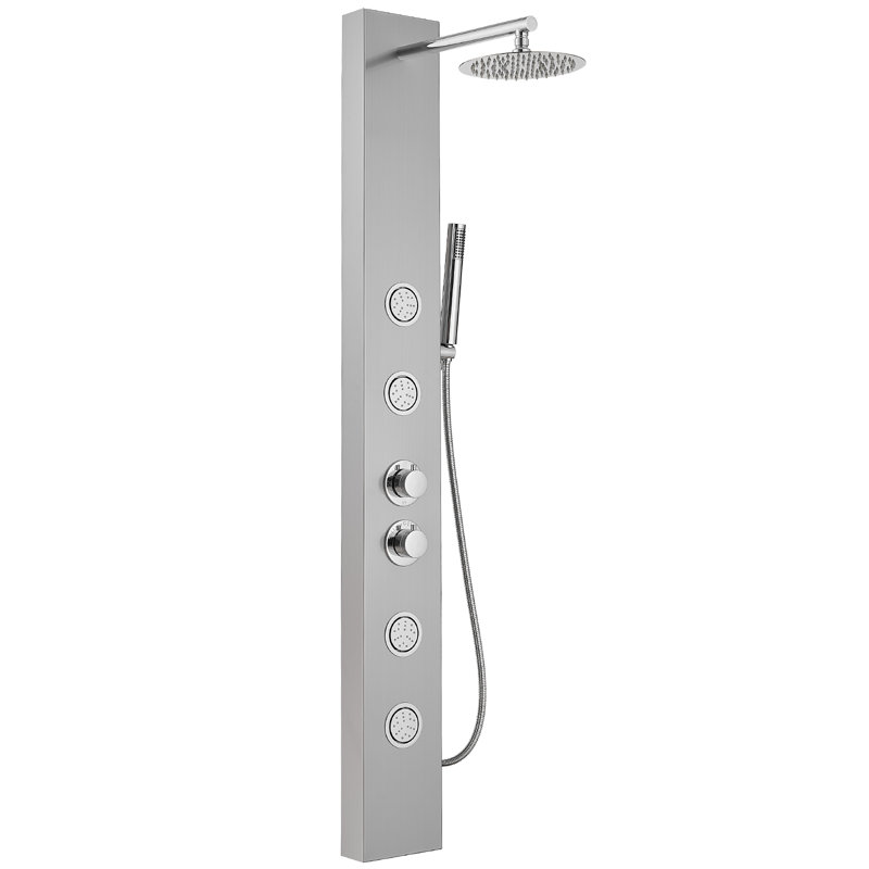 Panneau de douche 52,36 po avec pomme de douche réglable, Nickel chromé