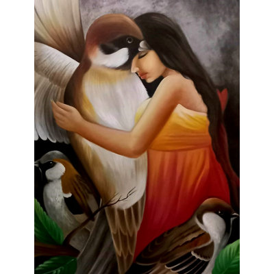 Moineau à talon | Huile sur toile | Par Niva