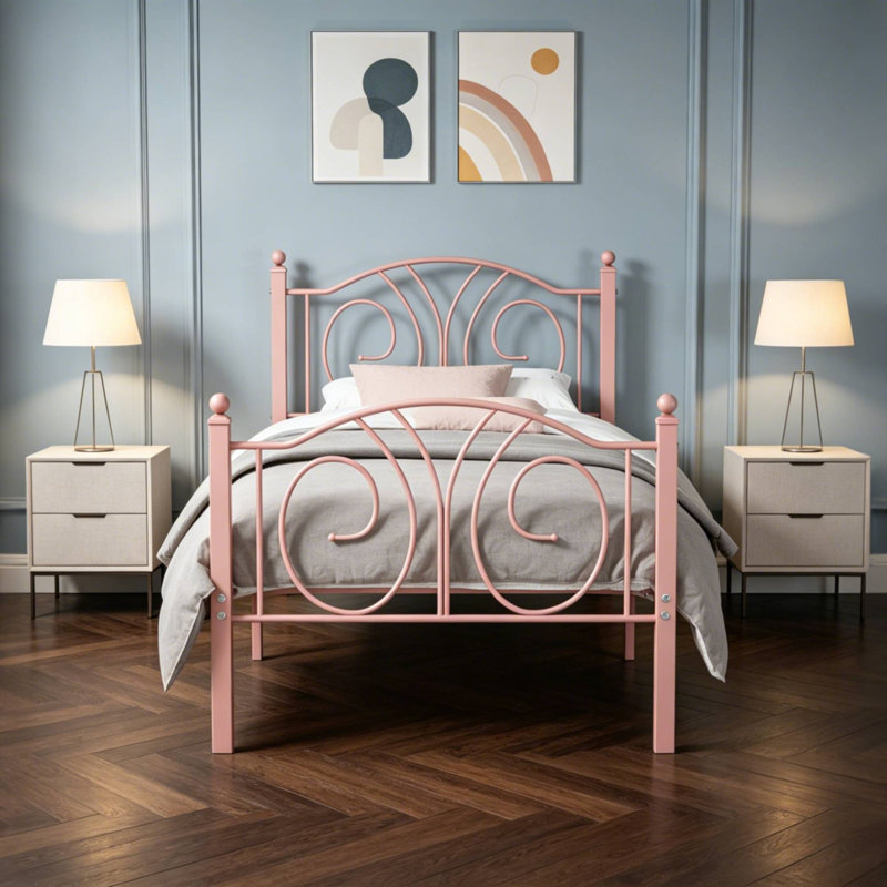 Abigael 38'' Modern Style Bed Frame, Twin, Pink